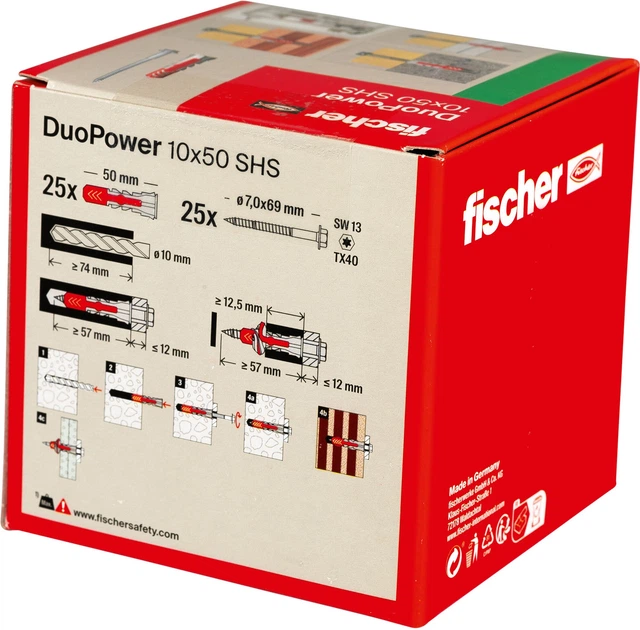 Kołek rozporowy Fischer DuoPower 535461 6 x 50 mm S ze śrubą 25 szt (4048962239904) - obraz 3