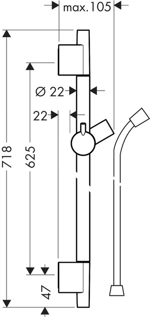 Drążek prysznicowy HANSGROHE Unica S Puro 65 cm matowy czarny chrom 28632340 (4059625231142) - obraz 2