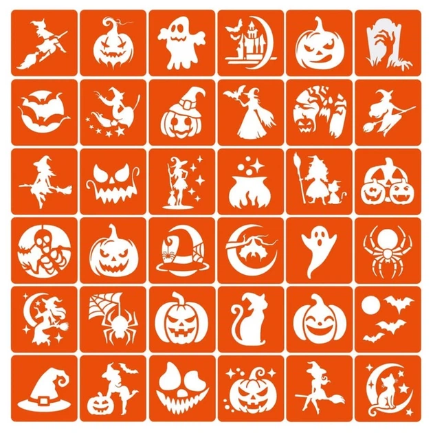 Набір трафаретів для біо-тату "Хелловін №3" Hallowween-3-36, 36 трафаретів 5х5 см - Фото 1 Набір трафаретів для біо-тату "Хелловін №3" Hallowween-3-36, 36 трафаретів 5х5 см - изображение 1
