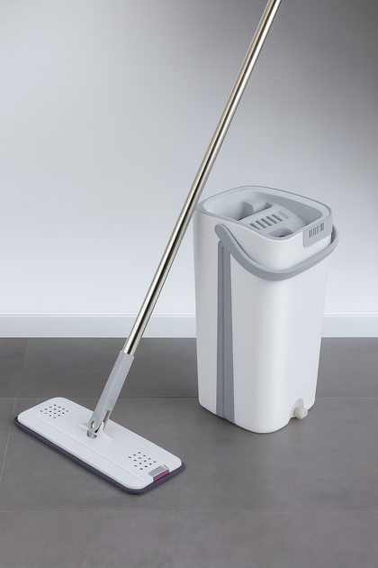 Умная швабра с ведром 6л Cleaner Mop-Kit 3 Лентяйка с автоматическим отжимом Белый - изображение 10