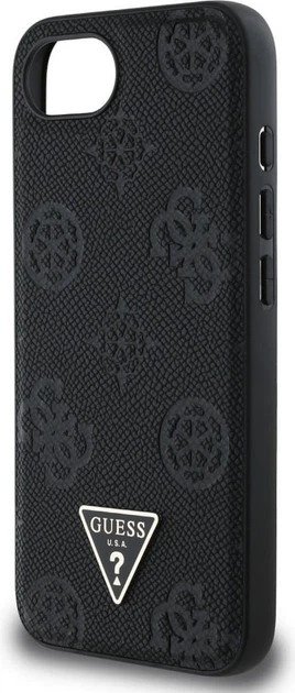 Панель Guess Grained Hot Stamp Peony Pattern Triangle Logo with MagSafe для Apple iPhone 16e Black (GUHMPSE4PGBTMK) - зображення 6