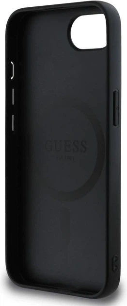 Панель Guess Grained Hot Stamp Peony Pattern Triangle Logo with MagSafe для Apple iPhone 16e Black (GUHMPSE4PGBTMK) - зображення 7