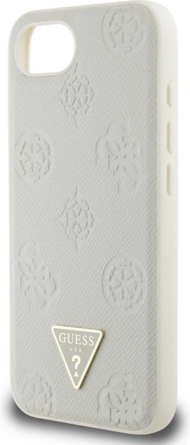 Панель Guess Grained Hot Stamp Peony Pattern Triangle Logo with MagSafe для Apple iPhone 16e Beige (GUHMPSE4PGBTME) - зображення 6