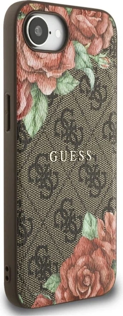 Панель Guess 4G Flowers Print with MagSafe для Apple iPhone 16e Brown (GUHMPSE4P4ROPEMCW) - зображення 3