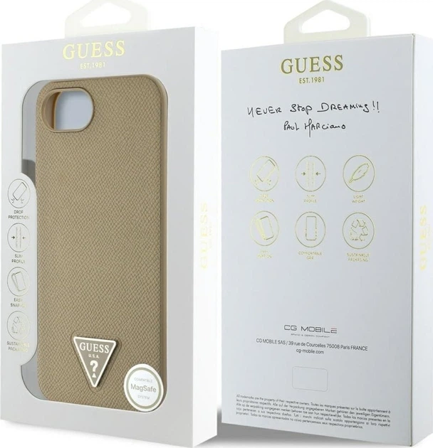 Панель Guess Grained Triangle with MagSafe для Apple iPhone 16e Brown (GUHMPSE4PGTSPSW) - зображення 8