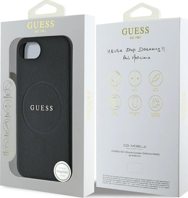 Панель Guess Grained Gold Ring with MagSafe для Apple iPhone 16e Black (GUHMPSE4PGHSMMK) - зображення 8