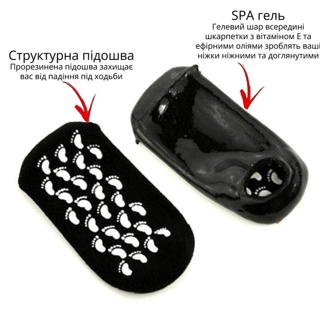 Увлажняющие гелевые носочки для педикюра SPA Gel Socks № G09-12 Черные от 20 до 28см - изображение 3