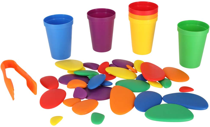 Набір для навчання лічбі Ikonka Rainbow Stones Креативні розвиваючі камінці Монтессорі 65 елементів (5903039717985) - зображення 3