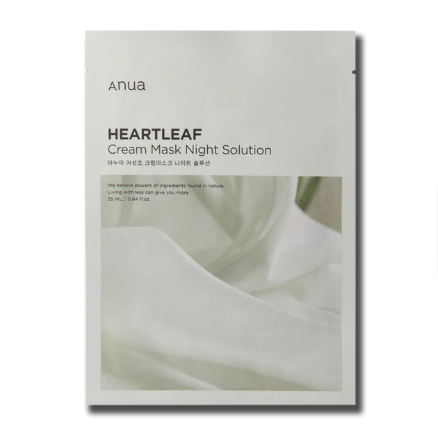 Заспокійлива нічна тканинна маска з екстрактом гуттуїнії Anua Heartleaf Cream Mask Night Solution, 25ML (1PCS) - Фото 1 Заспокійлива нічна тканинна маска з екстрактом гуттуїнії Anua Heartleaf Cream Mask Night Solution, 25ML (1PCS) - изображение 1