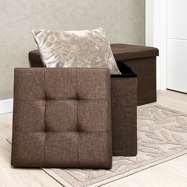 Пуф для хранения текстильный складной MBM HOME TH-03 BROWN коричневый - изображение 3