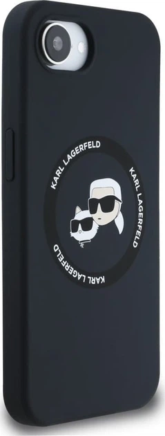 Панель Karl Lagerfeld Silicone Karl & Choupette Heads Ring with MagSafe для Apple iPhone 16e Black (KLHMPSE4SKCHTCK) - зображення 3
