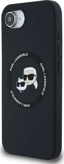 Панель Karl Lagerfeld Silicone Karl & Choupette Heads Ring with MagSafe для Apple iPhone 16e Black (KLHMPSE4SKCHTCK) - зображення 4