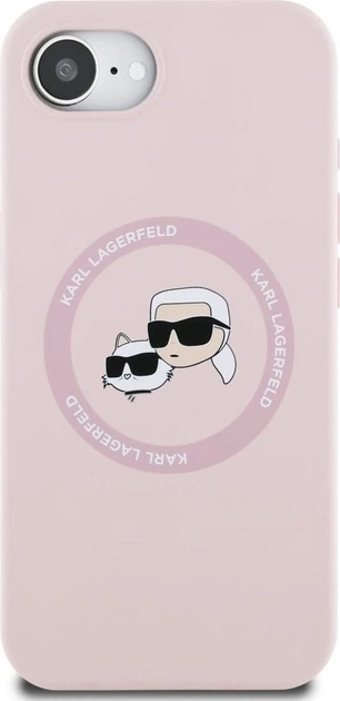 Панель Karl Lagerfeld Silicone Karl & Choupette Heads Ring with MagSafe для Apple iPhone 16e Pink (KLHMPSE4SKCHTCP) - зображення 2