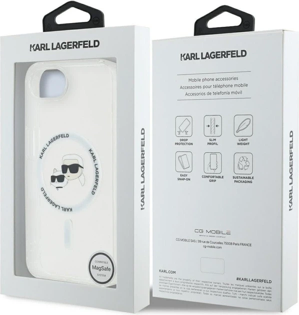 Панель Karl Lagerfeld IML Metal Karl & Choupette Head with MagSafe для Apple iPhone 16e White (KLHMPSE4HLSKCH) - зображення 8
