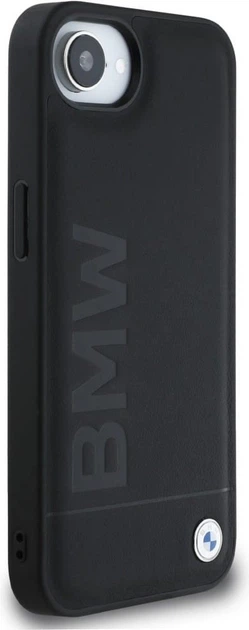 Etui plecki BMW Leather Hot Stamp do Apple iPhone 16e Black (BMHCPSE4SLLBK) - obraz 3