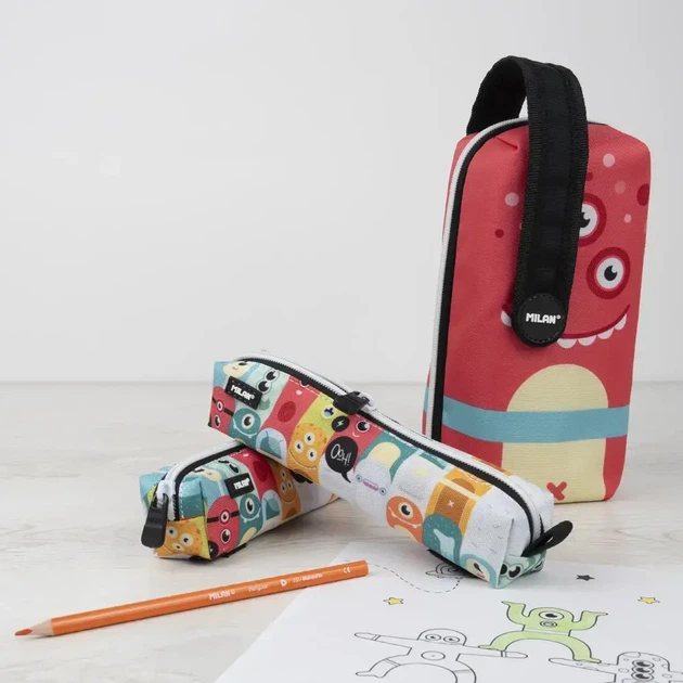 Piórnik owalny Milan Aliens 5 w 1 z nadzieniem Czerwony (8411574108696) - obraz 3