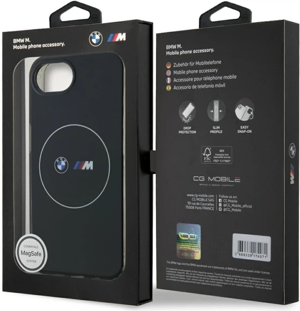 Etui plecki BMW IML Metal White Circle with MagSafe do Apple iPhone 16e Black (BMHMPSE424HBMKH) - obraz 8