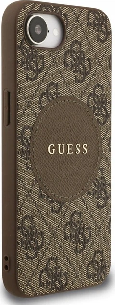 Etui plecki Guess 4G Round Patch Classic Logo with MagSafe do Apple iPhone 16e Brown (3666339454043) - obraz 3