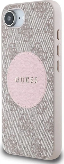 Etui plecki Guess 4G Round Patch Classic Logo with MagSafe do Apple iPhone 16e Pink (GUHMPSE4P4PGRSGP) - obraz 4