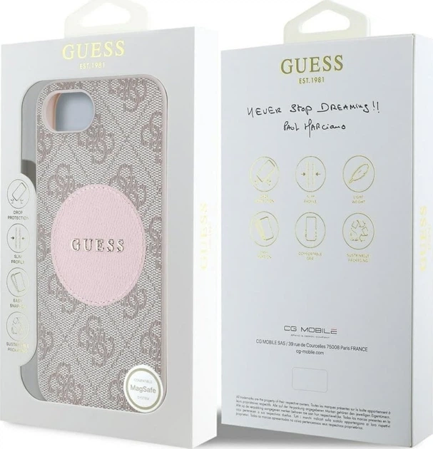 Etui plecki Guess 4G Round Patch Classic Logo with MagSafe do Apple iPhone 16e Pink (GUHMPSE4P4PGRSGP) - obraz 8