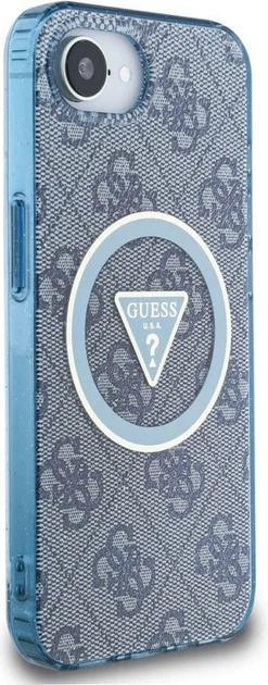 Панель Guess IML Metal Glitter 4G Circle Triangle with MagSafe для Apple iPhone 16e Blue (GUHMPSE4HG4PRTGB) - зображення 3