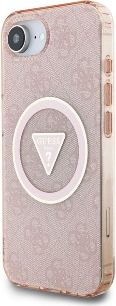 Панель Guess IML Metal Glitter 4G Circle Triangle with MagSafe для Apple iPhone 16e Pink (GUHMPSE4HG4PRTGP) - зображення 4