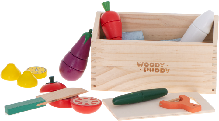 Дерев'яний ігровий набір KIK Овочі на магніті для нарізання в коробці + аксесуари  (5903039721524) - зображення 3