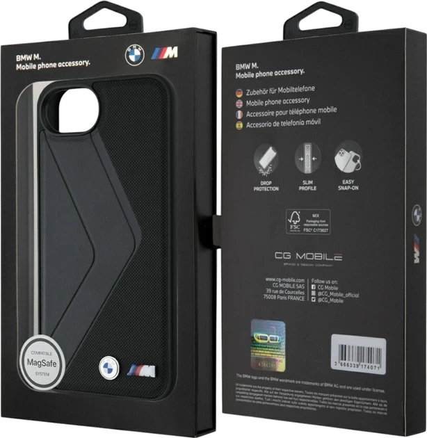 Etui plecki BMW Oversized Stripes MagSafe do Apple iPhone 16e Black (BMHMPSE424PUOCSK) - obraz 7