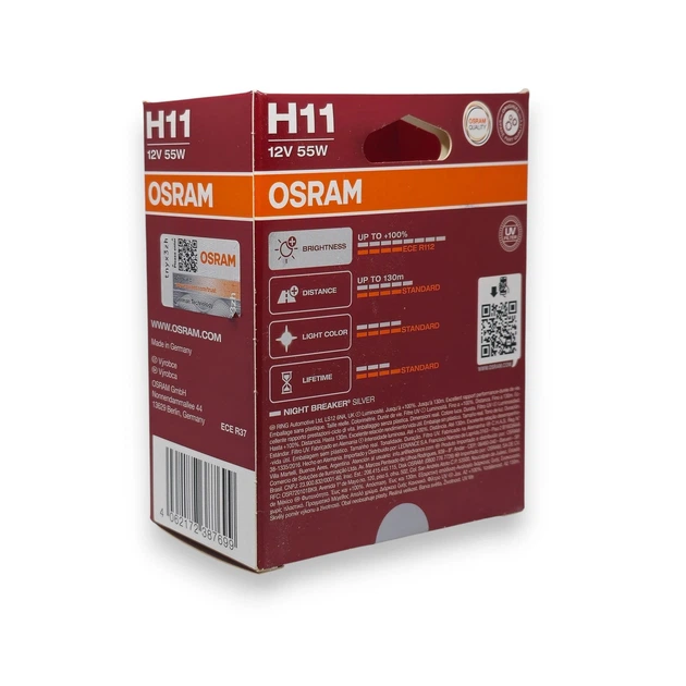 Галогенна лампа Osram H11 Night Breaker Silver 64211NBS-2HB 711 NBS +100% (02018) - зображення 2