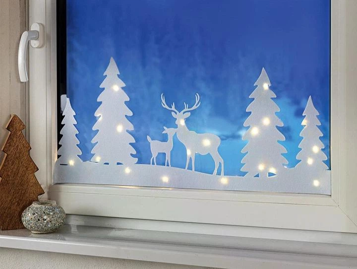 Новорічний декор з гірляндою Олені Livarno Home 60 х 30 см Led прикраса на вікно стіну поличку - зображення 2