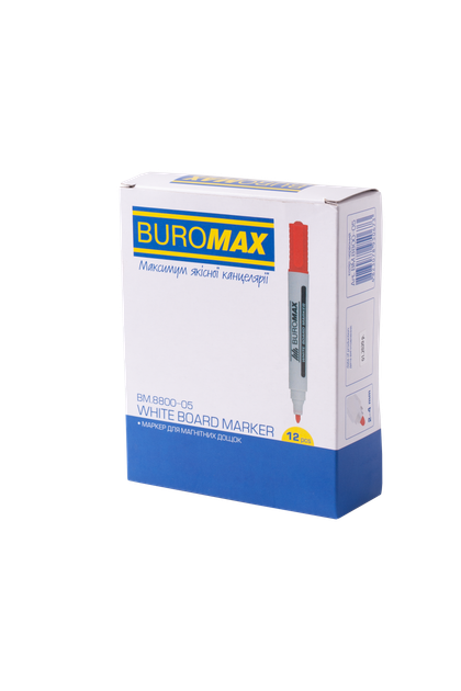 Маркер для сухостираемых досок Buromax на спиртовой основе 2-4 мм Красный (BM.8800-05) - изображение 4