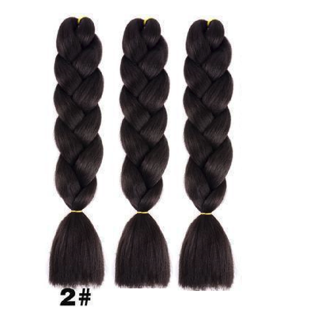 Канекалон Jumbo Braid однотонний чорно-коричневий коса довжина 60 см Вага 100 грам Термостійкий 2# - зображення 2