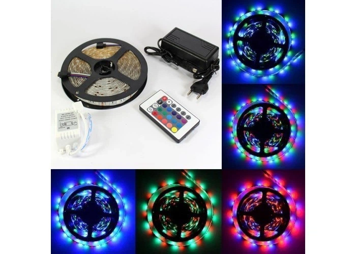 Світлодіодна стрічка RGB 5 метрів комплект LED 5050 від мережі (3873) - Фото 2 Світлодіодна стрічка RGB 5 метрів комплект LED 5050 від мережі (3873) - зображення 2