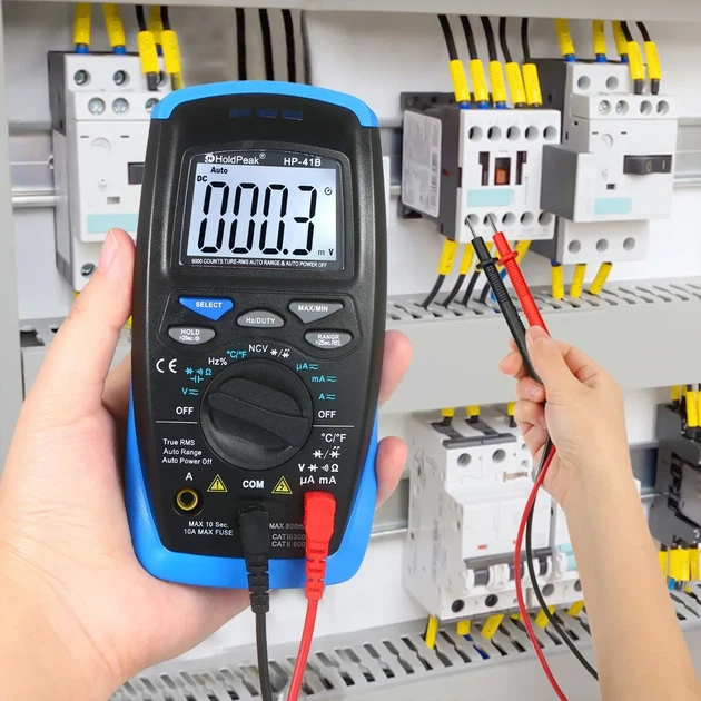 Мультиметр HoldPeak HP-41B цифровий (TrueRMS 6000 відліків 600В 10А AC/DC 60МОм 60mF 10MHz NCV) - зображення 7