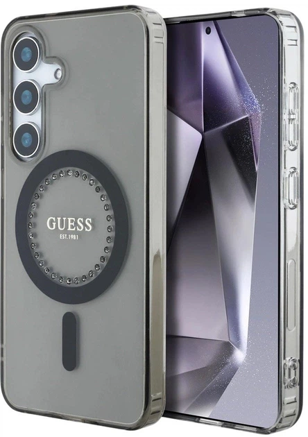 Панель Guess Rhinestones Printed Classic Logo MagSafe для Samsung Galaxy S25 Black (3666339449520) - зображення 1