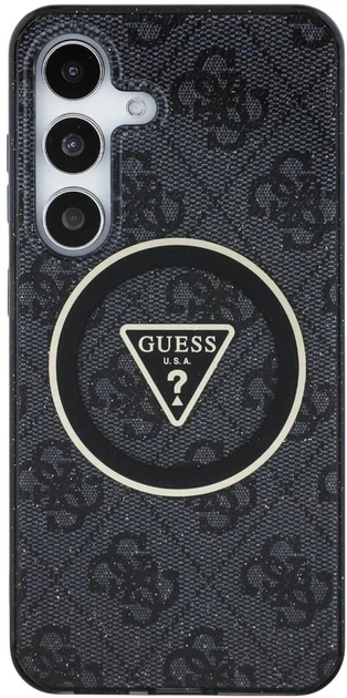 Панель Guess 4G Glitter Triangle Buttons MagSafe для Samsung Galaxy S25 Black (3666339449568) - зображення 3
