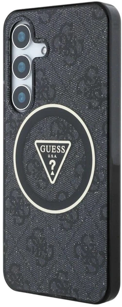 Панель Guess 4G Glitter Triangle Buttons MagSafe для Samsung Galaxy S25 Plus Black (3666339449575) - зображення 2