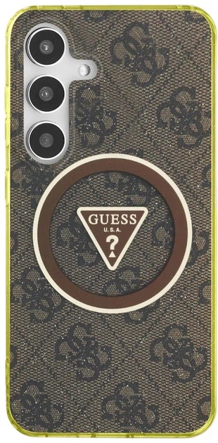 Панель Guess 4G Glitter Triangle Buttons MagSafe для Samsung Galaxy S25 Brown (3666339449599) - зображення 3