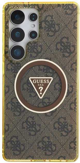 Панель Guess 4G Glitter Triangle Buttons MagSafe для Samsung Galaxy S25 Ultra Brown (3666339449605) - зображення 3