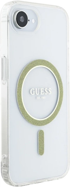 Etui plecki Guess IML Glitter Circle MagSafe do Apple iPhone 16e Transparent (GUHMPSE4HFGERET) - obraz 3