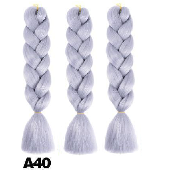 Канекалон Jumbo Braid однотонний сірий платиновий коса довжина 60 см Вага 100 грам Термостійкий А40 - зображення 2