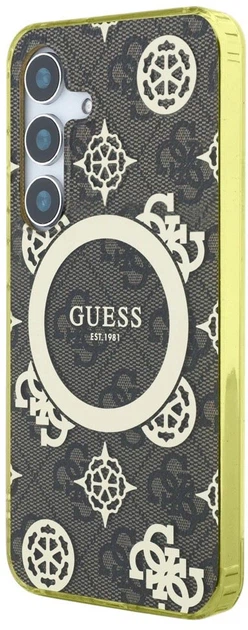 Панель Guess 4G Background Gold Electroplated Peony Pattern MagSafe для Samsung Galaxy S25 Brown (3666339449711) - зображення 2