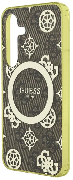 Панель Guess 4G Background Gold Electroplated Peony Pattern MagSafe для Samsung Galaxy S25 Brown (3666339449711) - зображення 5