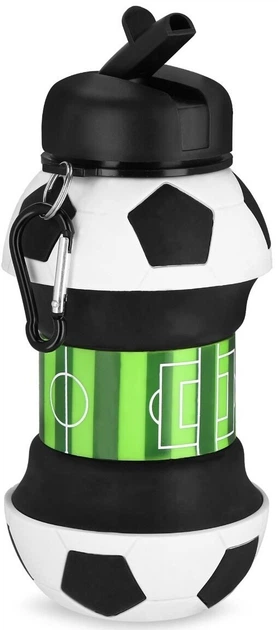 Butelka na wodę Spokey CORT 943235 Silikonowa składana 520 ml Football (5905339432353) - obraz 1