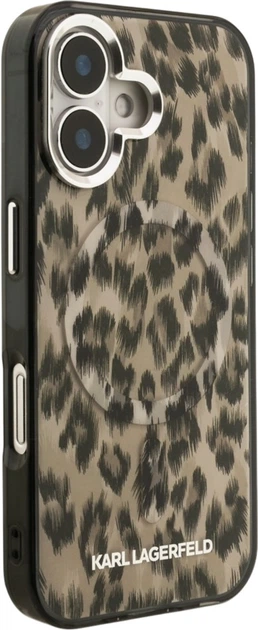 Etui plecki Karl Lagerfeld IML Leopard Pattern MagSafe do Apple iPhone 16 Brown (KLHMP16SHDLEOICW) - obraz 3