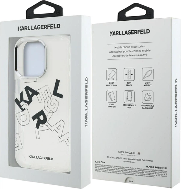 Etui plecki Karl Lagerfeld IML Sketched Graphic do Apple iPhone 16 Pro Transparent (KLHCP16LHMLGFCH) - obraz 7