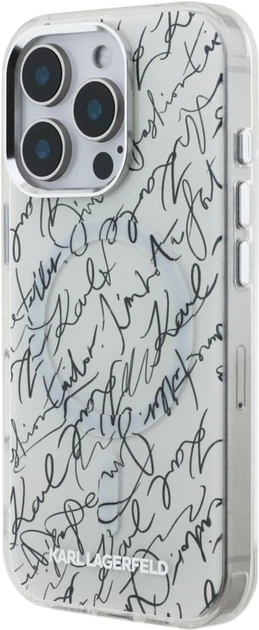 Etui plecki Karl Lagerfeld IML Karl Script Pattern MagSafe do Apple iPhone 16 Pro White (KLHMP16LHMSPUSH) - obraz 2