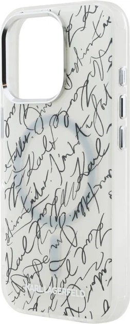 Etui plecki Karl Lagerfeld IML Karl Script Pattern MagSafe do Apple iPhone 16 Pro White (KLHMP16LHMSPUSH) - obraz 5