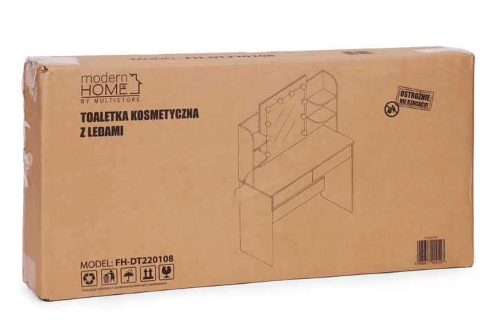 Косметичний туалетний столик ModernHome від Multistore з дзеркалом та LED підсвічуванням White (5905817009107) - зображення 7