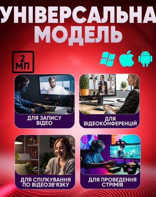 Веб камера Smart Full HD 1080p для комп’ютера та ноутбука з мікрофоном і автофокусом | Вебкамера 1920×1080 для стрімів, відеодзвінків і онлайн-конференцій - Фото 3 Веб камера Smart Full HD 1080p для комп’ютера та ноутбука з мікрофоном і автофокусом | Вебкамера 1920×1080 для стрімів, відеодзвінків і онлайн-конференцій - изображение 3